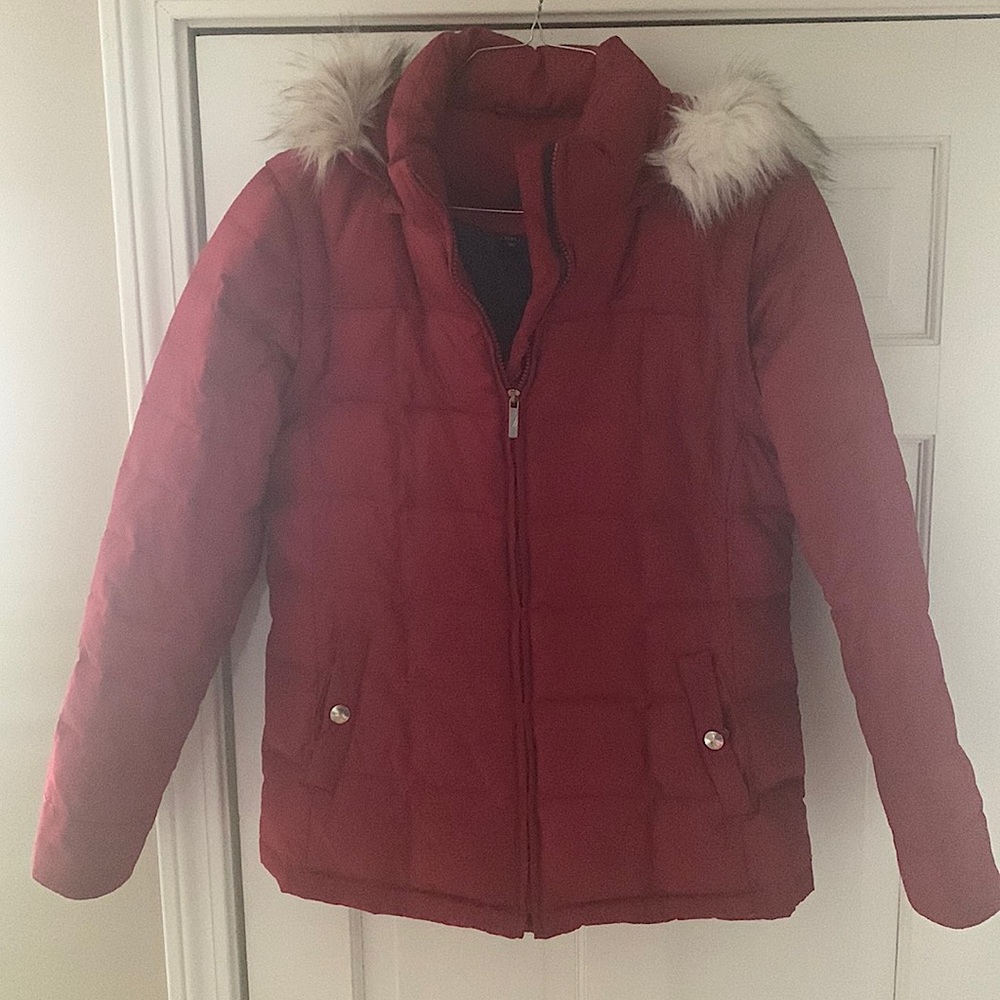 Awesome Red Nautical Puffer Jacket/Vest with removable hood and sleeves!